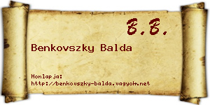 Benkovszky Balda névjegykártya